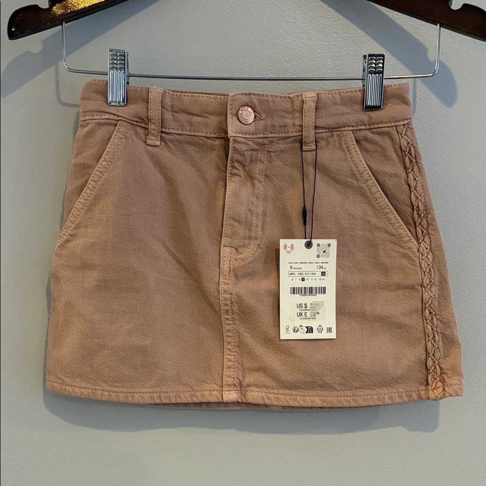 NWT Zara Girls Pink Denim Skirt